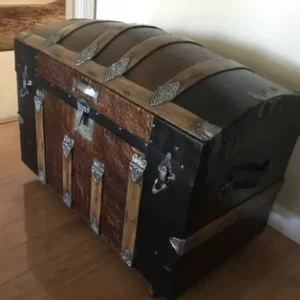 Antique Trunk - Pressed Tin Alligator