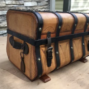 Handmade Miniature Trunk  (Embossed leather paper)
